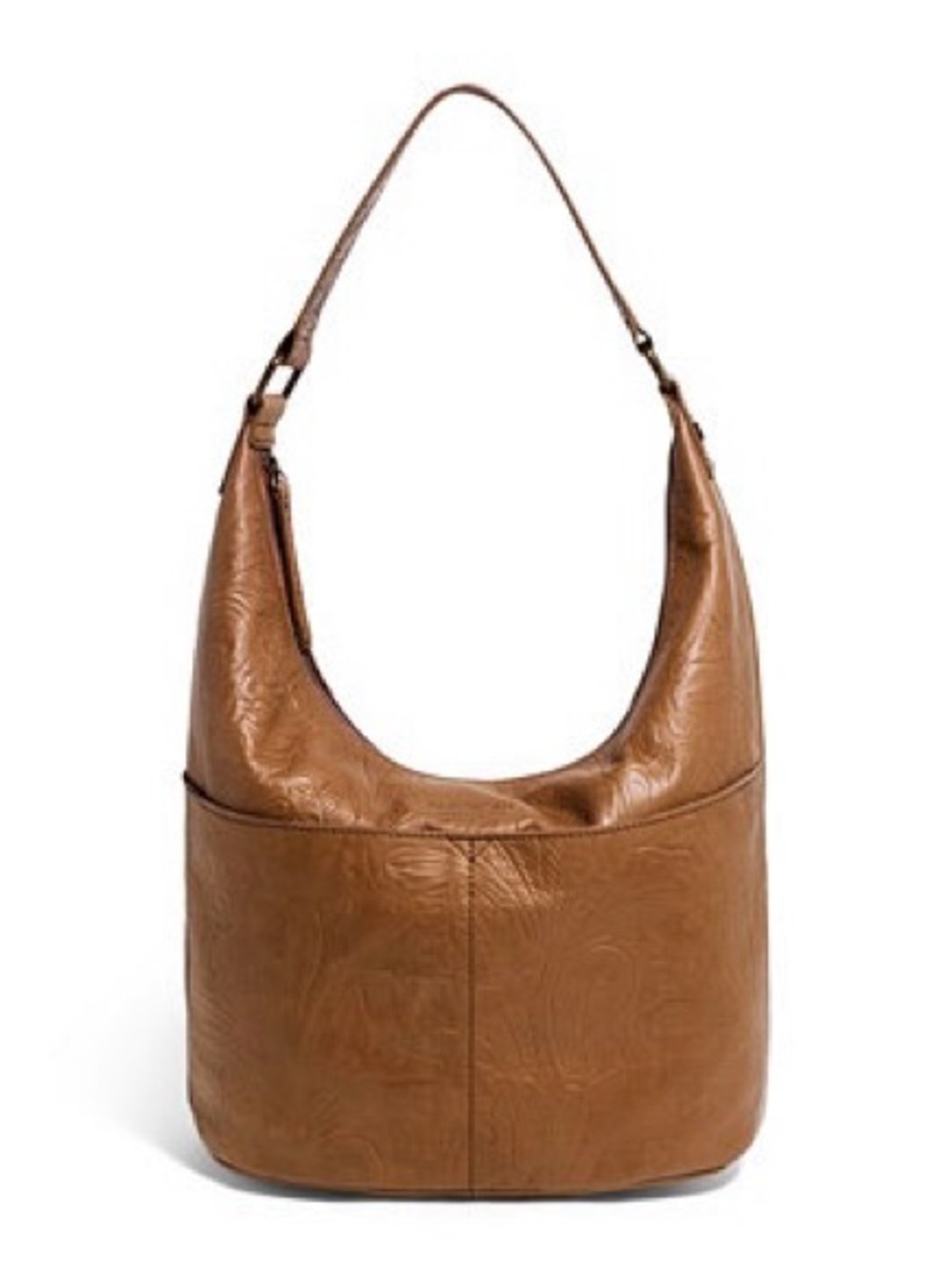 American Leather Co. Tooled Carrie Hobo Bag Embossed Purse Boho Festival Chic